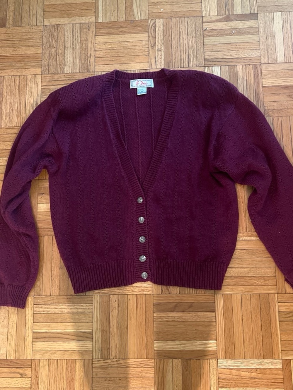 Women's Deep Burgundy V-Neck Button Cardigan Sweater
